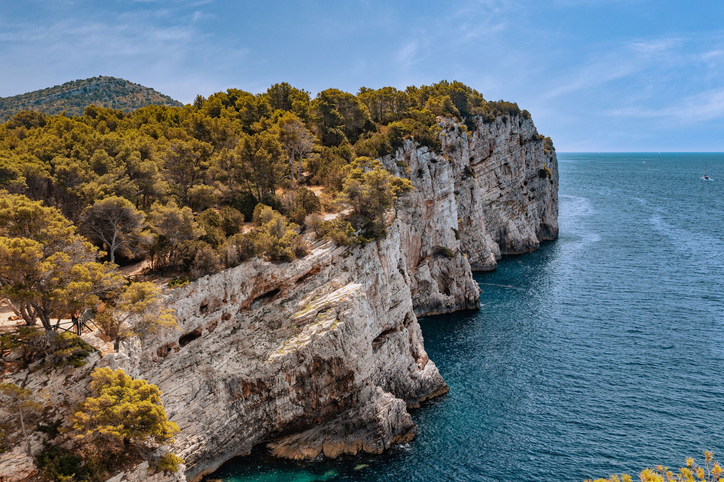 Cliffs overlooking the Adriatic Sea at Telascica Nature Park in Croatia