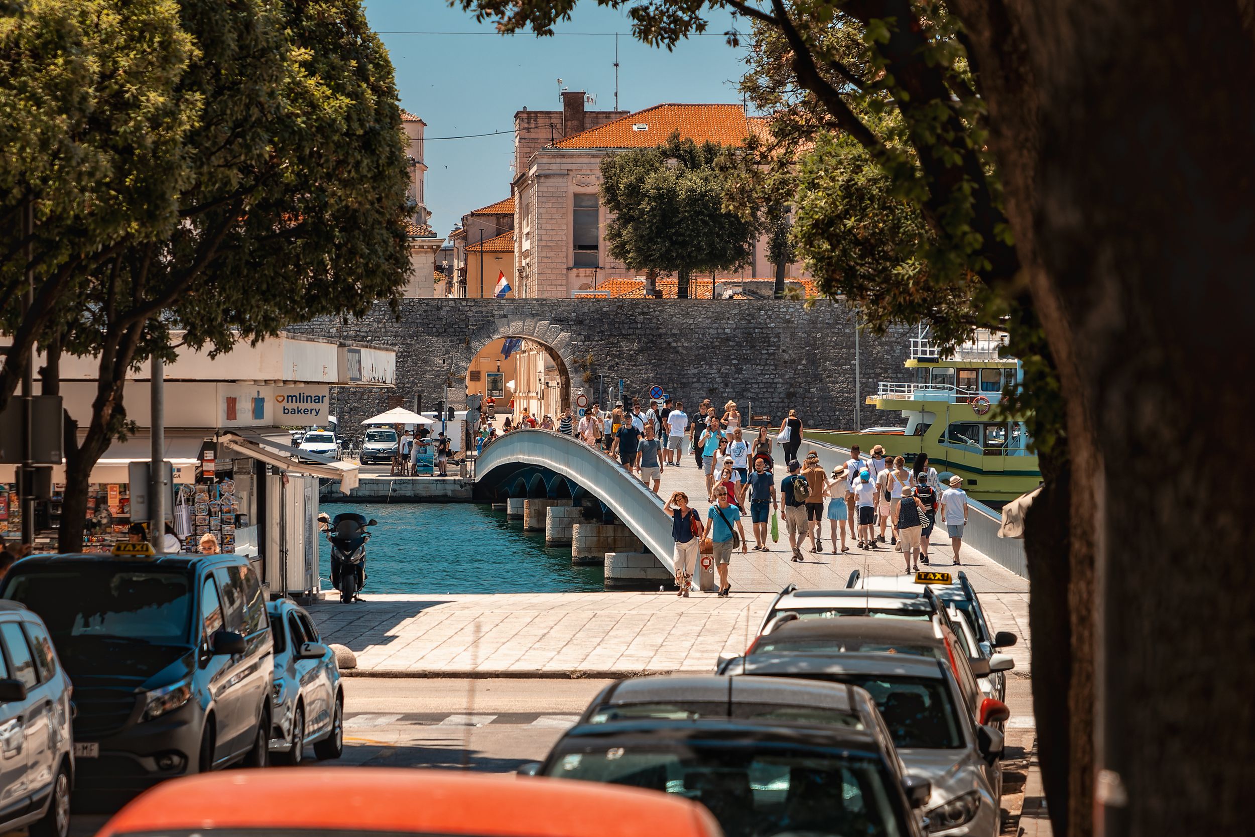 Footbridge from New Town to Old Town in Zadar, Croatia