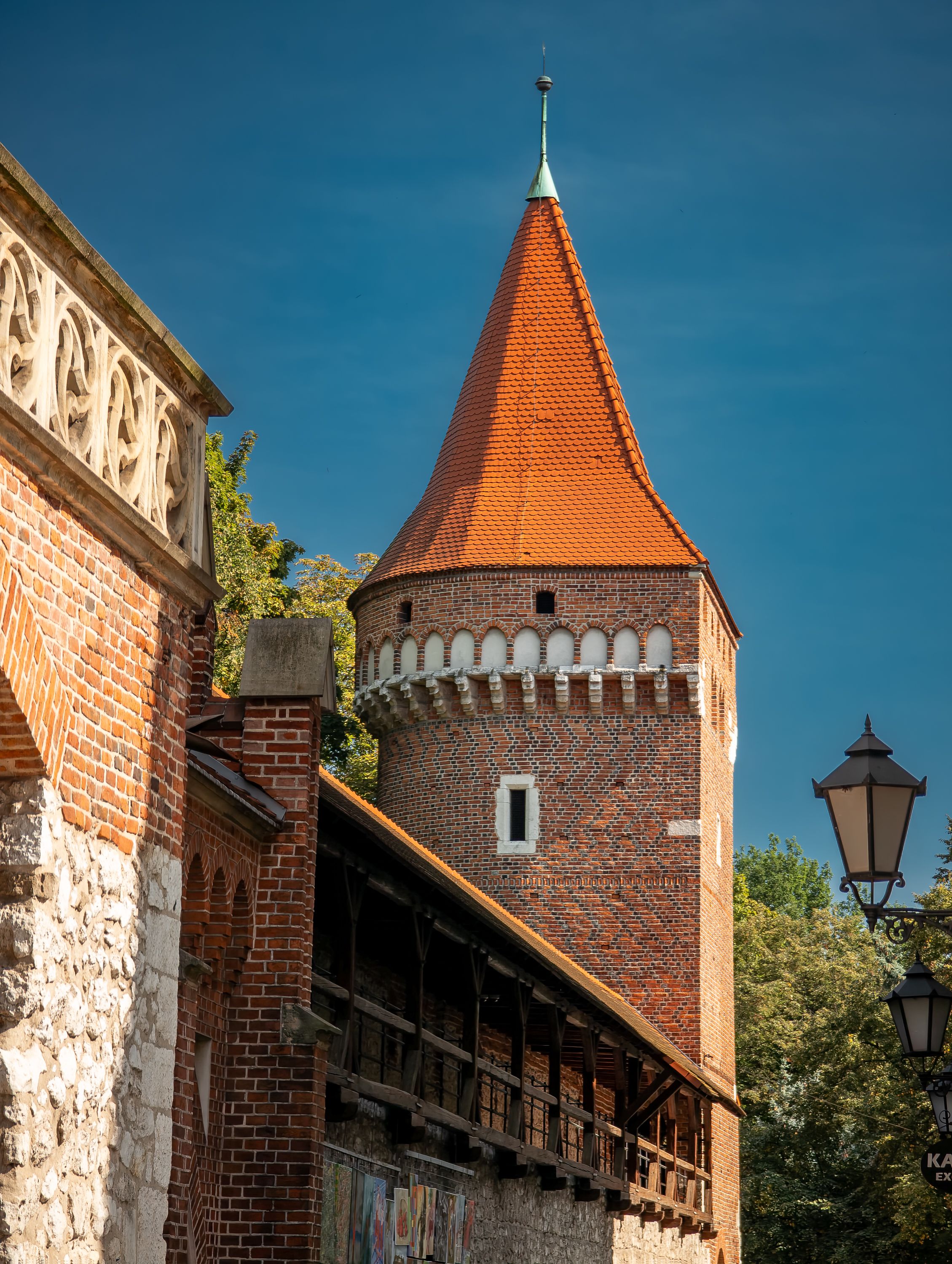 Tower along the walls surrounding Krakow Old Town